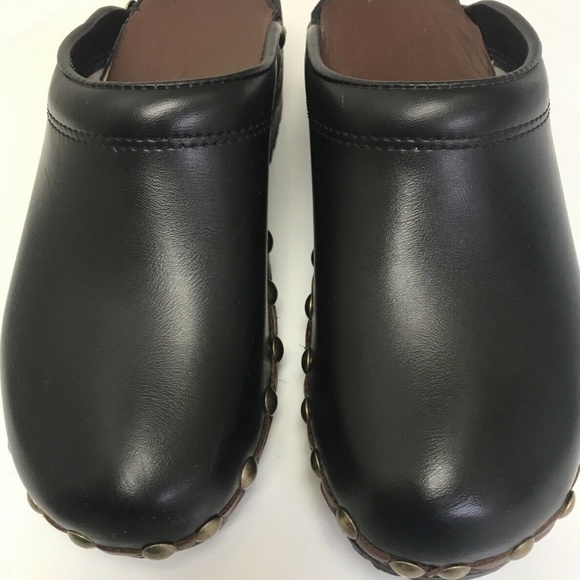 VOLLSJO Swedish Brass Studded Clogs with Suede Trim and Footbed NWOT - Picture 2 of 6